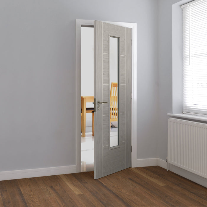 JB Kind Tigris Light Grey Glazed Laminate Internal Door