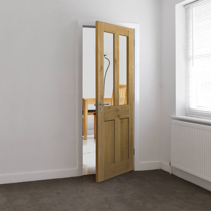 JB Kind Rustic Oak 4 Panel Glazed Internal Door