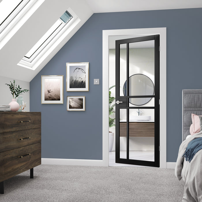 JB Kind City Black Clear Glass Internal Door