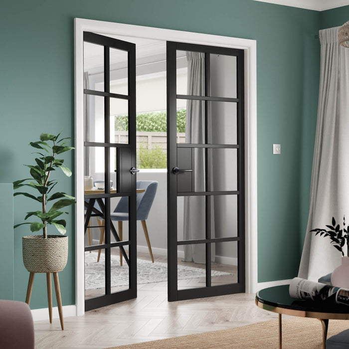 JB Kind Plaza Black Clear Glass Internal Door