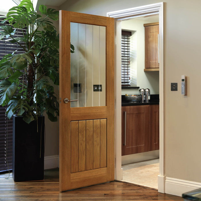 JB Kind Thames Oak Half Light Glazed Internal Door - finished