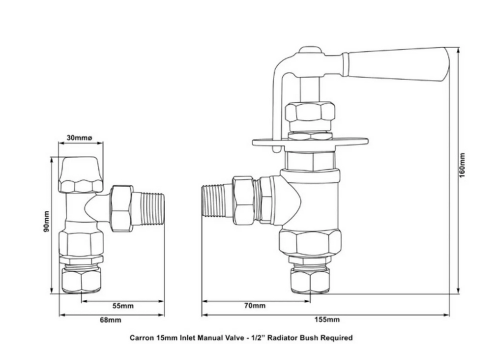 Carron Throttle Manual Valve- Chrome Finish