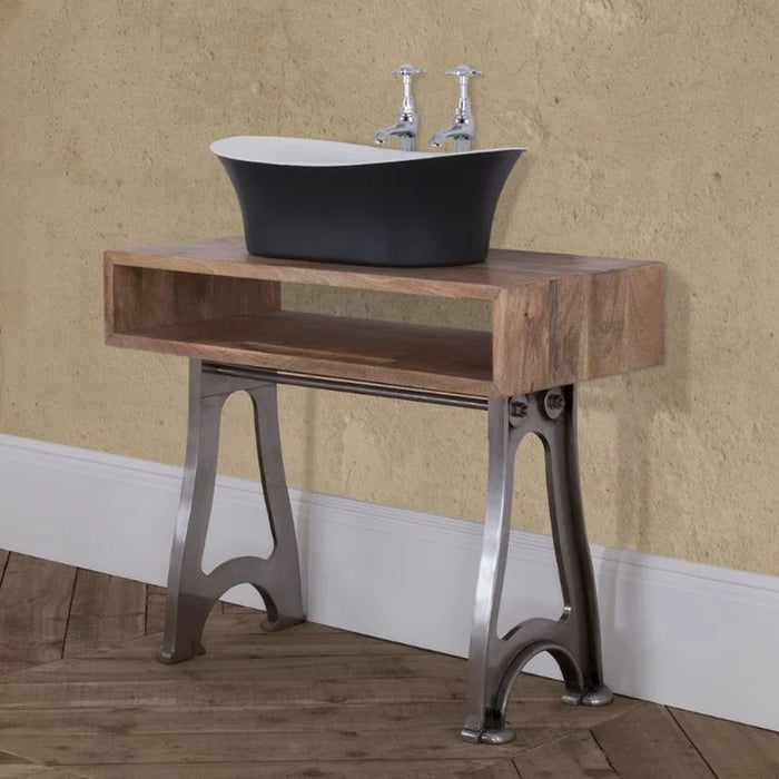 Hurlingham Fruitwood Cube Bathroom Basin Stand, Bathroom Vanity Unit - 900x175mm