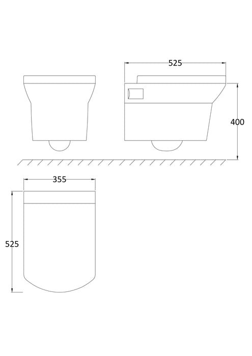 Maya Wall Hung Pan & Seat Dimensions