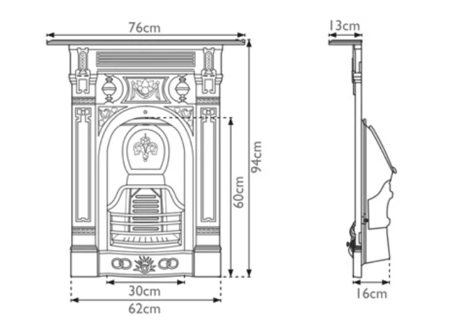 Carron Victorian Small Cast Iron Combination Fireplace