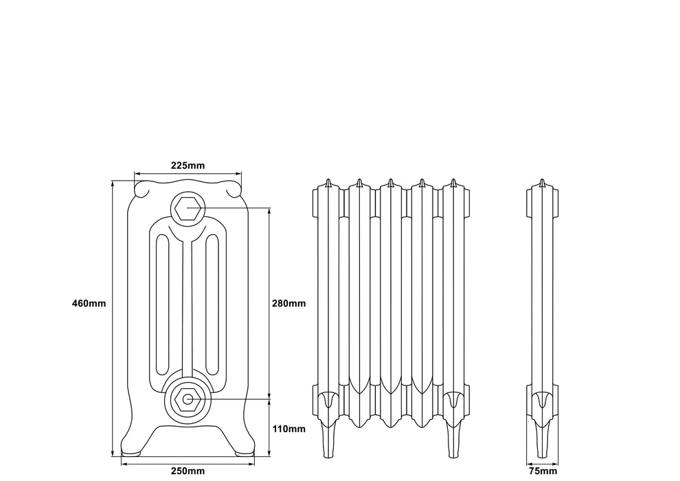 Carron Rococo 3 Column Radiator- 460mm