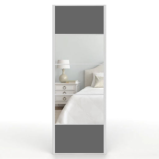 Fitted Wardrobe Door - Sliding - Mirrored Dark Grey Satin - 650mm x 2000mm