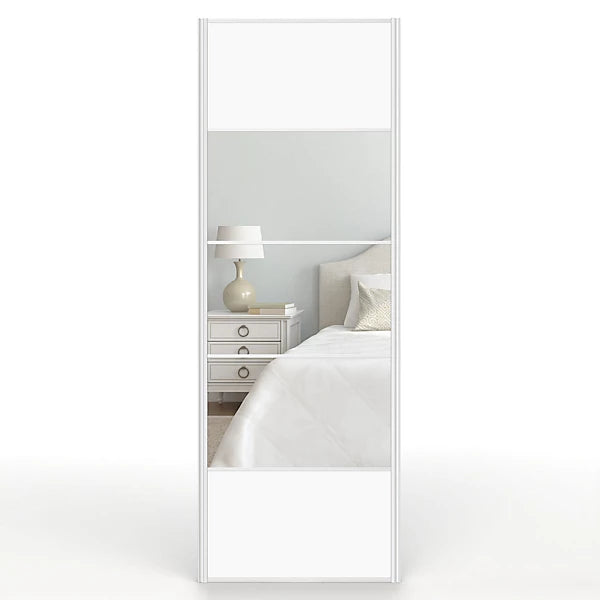 Fitted Wardrobe Door - Sliding - Mirrored White Satin 650mm 