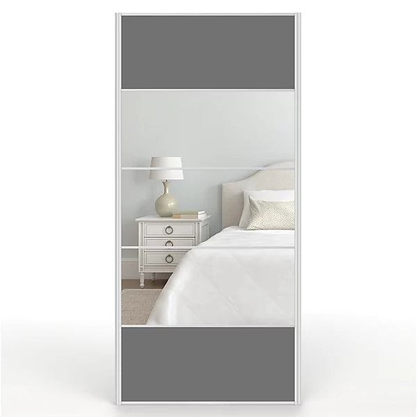 Fitted Wardrobe Door - Sliding - Mirrored Dark Grey Satin - 950mm x 2000mm