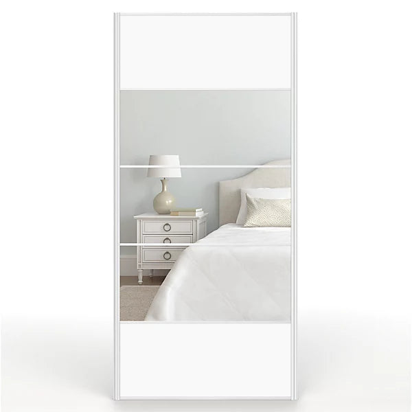 Fitted Wardrobe Door - Sliding - Mirrored White Satin - 950mm