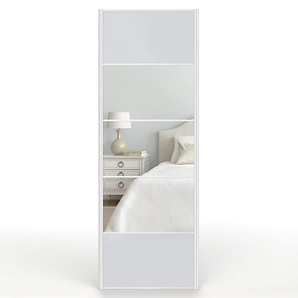 Fitted Wardrobe Door - Sliding - Mirrored Light Grey Satin - 650MM