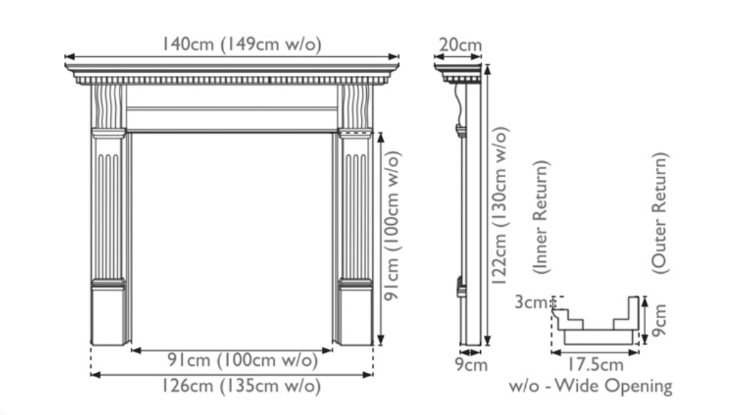 Carron Corbel Wooden Fireplace Surround