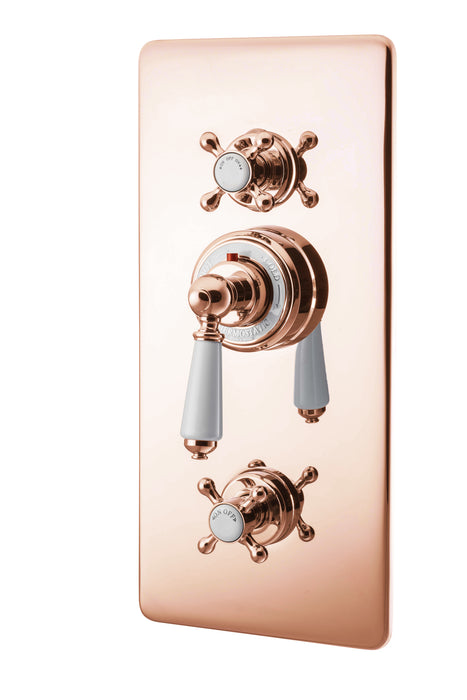 Hurlingham Concealed Thermostatic Shower Valve With Integral Flow Valves, 3 Outlets