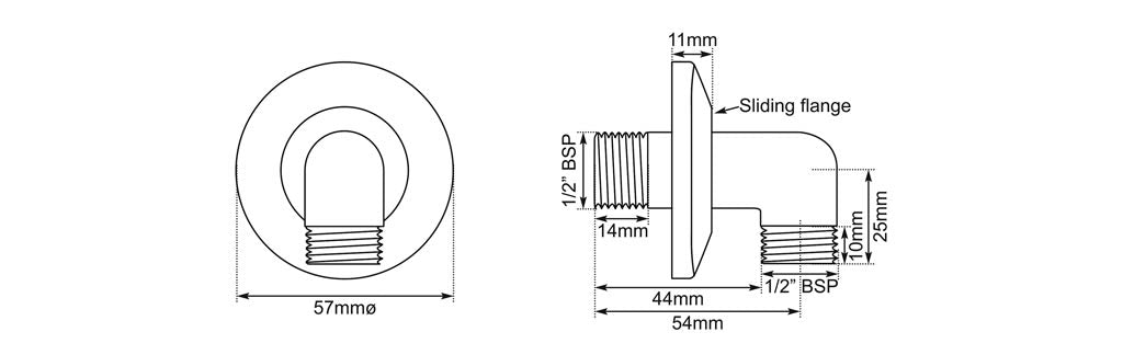 Hurlingham Wall Mounted Shower Elbow