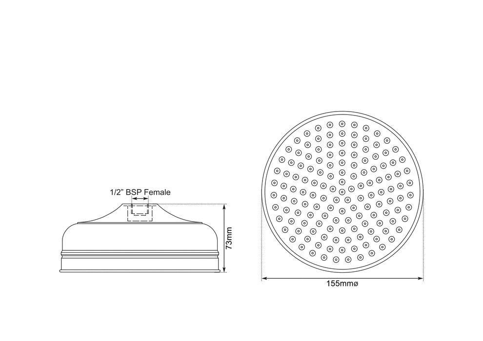 Hurlingham Shower Head Rose 6"