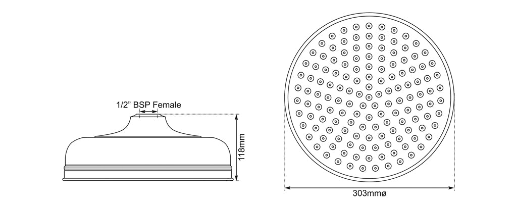 Hurlingham Shower Head Rose 12"