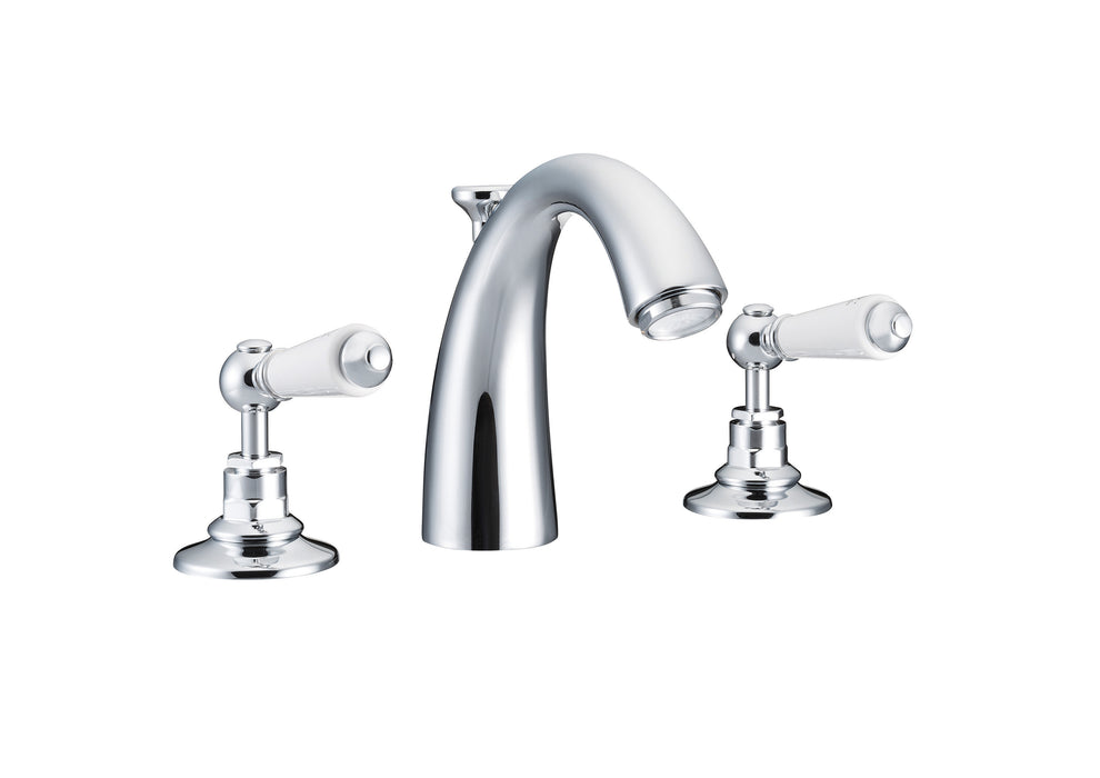 Hurlingham Lever 3-Hole Classical Spout Bathroom Basin Mixer Taps