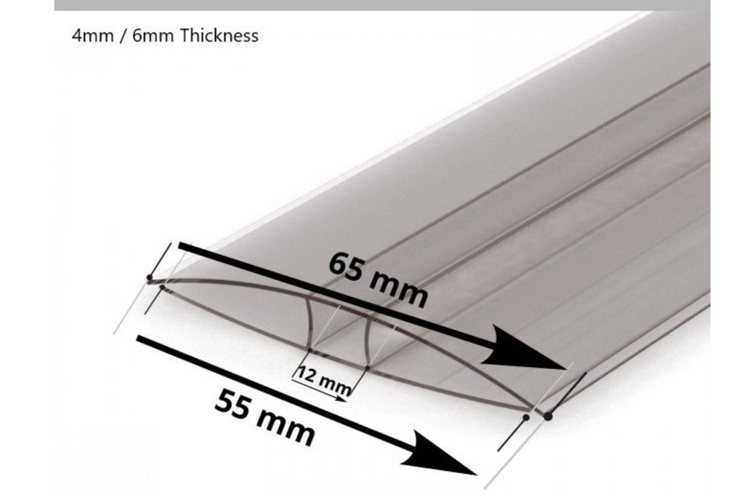 10/16mm Clear H Profile Joining Section