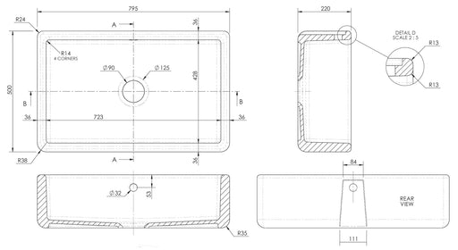 Thick Edged Butler Sink Dimensions