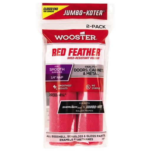 Wooster Jumbo-Koter Red Feather 4.5" Mini-Roller Sleeve 2 Pack