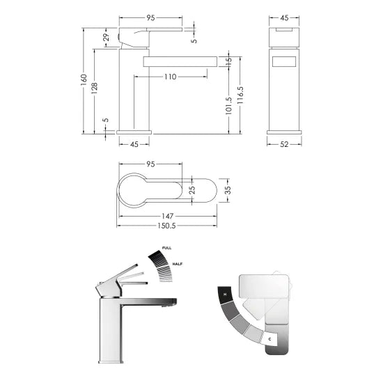 Arvan Eco Mono Basin Mixer With Push Button Waste