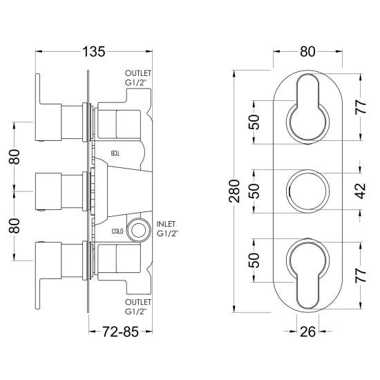 Arvan Triple Thermostatic Valve