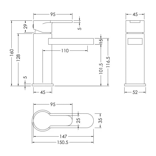 Arvan Mono Basin Mixer With Push Button Waste