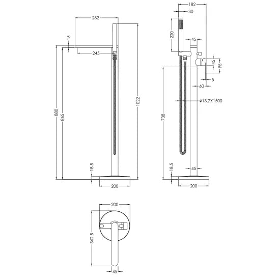 Arvan Freestanding Bath Shower Mixer