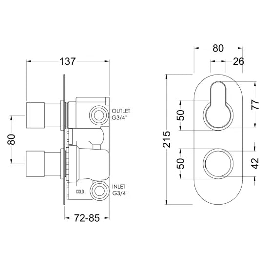 Arvan Twin Thermostatic Valve With Diverter