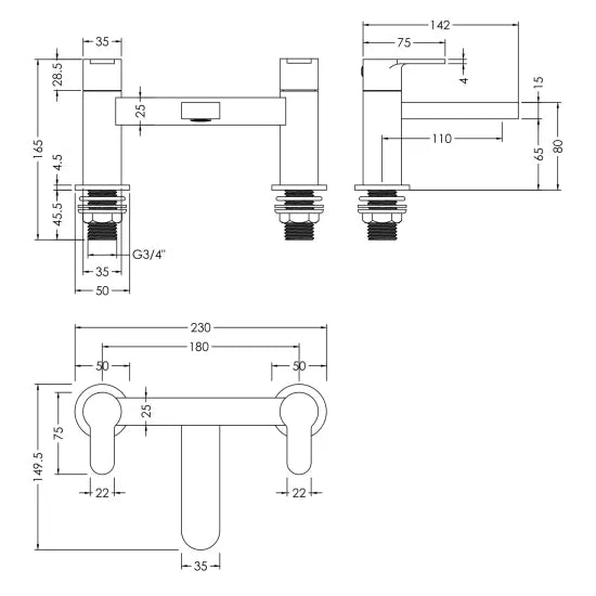 Arvan Deck Mounted Bath Filler