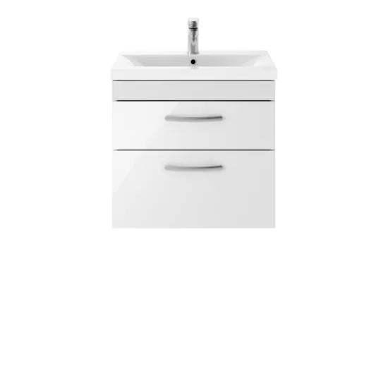 Athena Wall Hung 2 Drawer Vanity With Mid-Edge 1 Tap Hole Basin 600mm