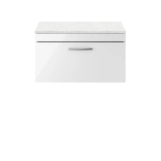 Athena Wall Hung Single Drawer Vanity With Sparkling White Worktop 800mm