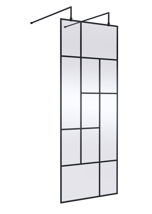 800mm Abstract Frame Wetroom Screen with Support Bars Hudson Reed