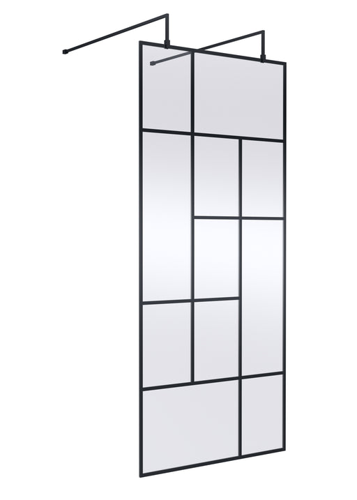 900mm Abstract Frame Wetroom Screen with Support Bars Hudson Reed