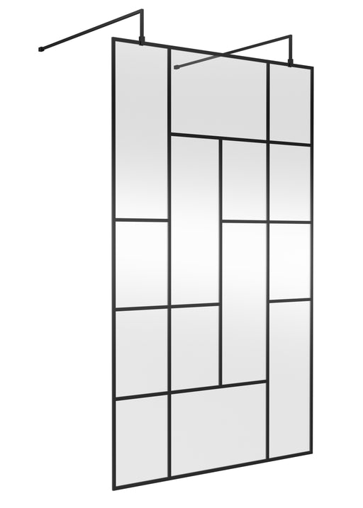 1200mm Abstract Frame Wetroom Screen with Support Bars Hudson Reed