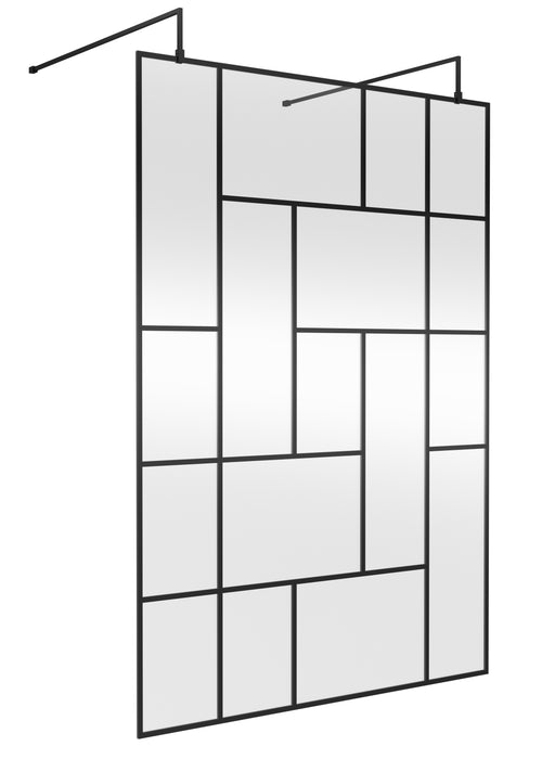 1400mm Abstract Frame Wetroom Screen with Support Bars Hudson Reed