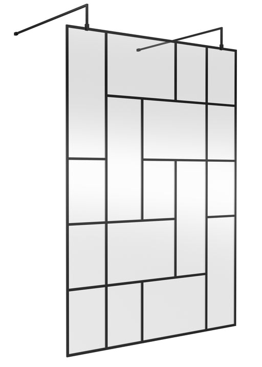 1400mm Abstract Frame Wetroom Screen with Support Bars Hudson Reed