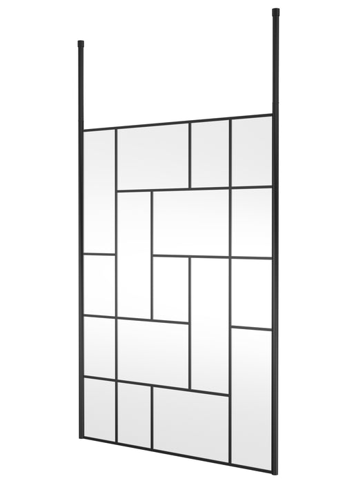 1400mm Abstract Frame Wetroom Screen with Ceiling Posts Hudson Reed