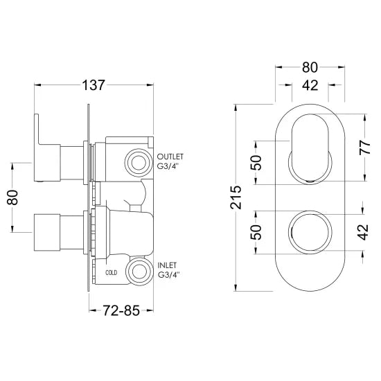 Binsey Twin Thermostatic Valve With Diverter