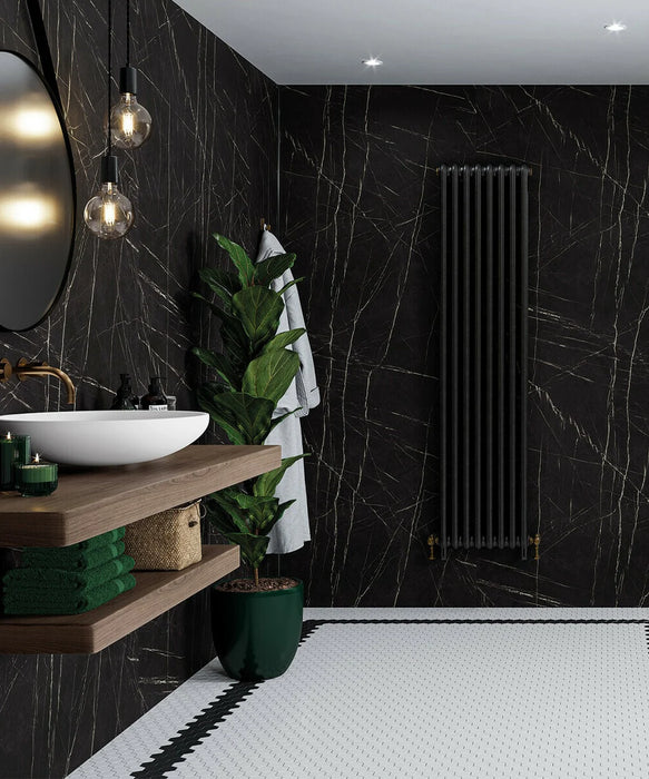 Black Pietra Marble Effect Laminate Hydrolock Wall Panel (240cm x 90cm)