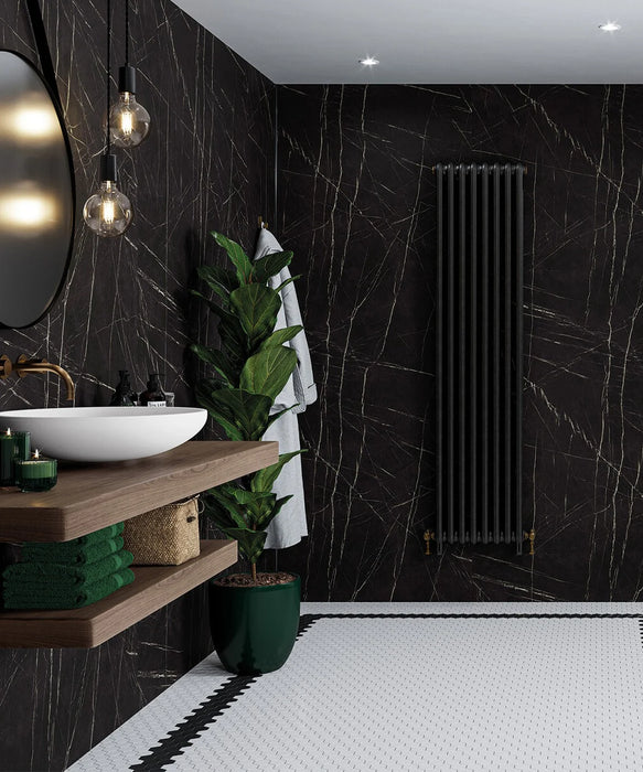 Black Pietra Marble Effect Laminate Hydrolock Wall Panel (240cm x 120cm)