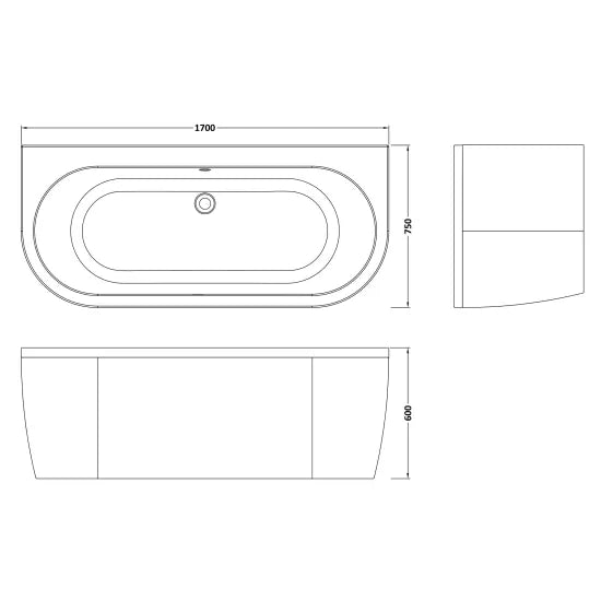 Curved Back To Wall Bath & Panel