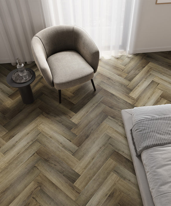 Box of Pronto™ Carrick Oak Herringbone Luxury Vinyl Tile