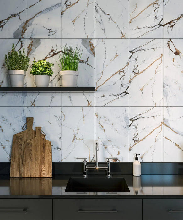 Carven™ White Marble Tile (60cm x 30cm)