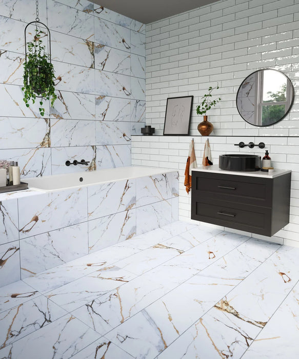 Carven™ White Marble Tile (60cm x 30cm)