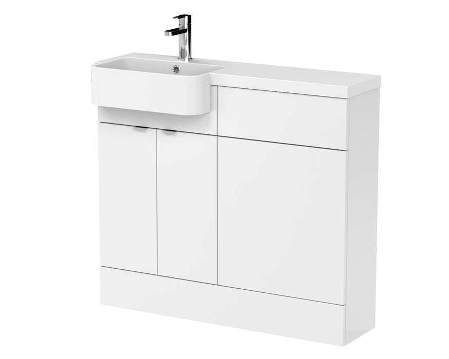 1000mm Combination Unit & Left Hand Semi Recessed Basin Hudson Reed