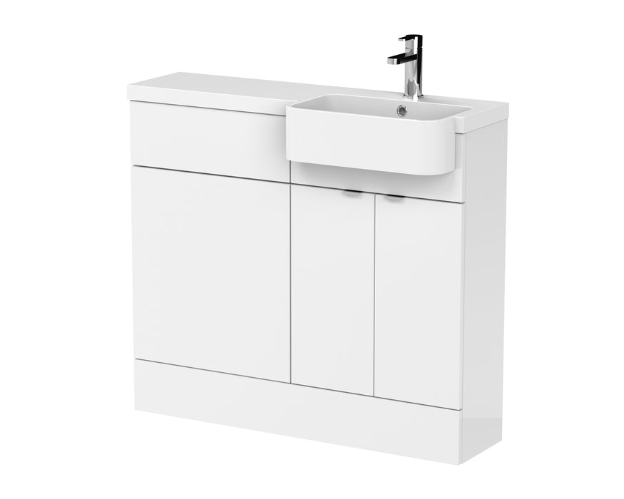 1000mm Combination Unit & Right Hand Semi Recessed Basin Hudson Reed