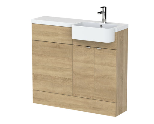 1000mm Combination Unit & Right Hand Semi Recessed Basin Hudson Reed