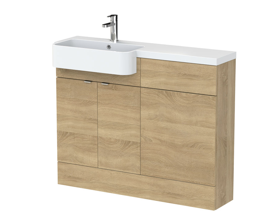 1100mm Combination Unit & Left Hand Semi Recessed Basin Hudson Reed