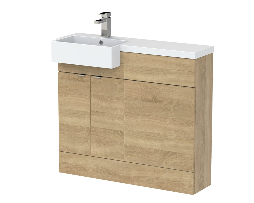 1000mm Combination Unit & Left Hand Semi Recessed Basin Hudson Reed